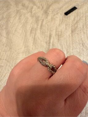 David Yurman Silver Twisted Knot Ring with Pavé Accents